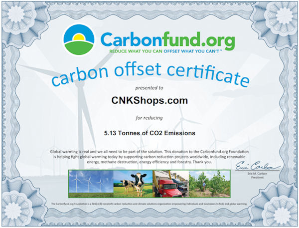 Carbonfund Certificate - Pebble Tile Shop