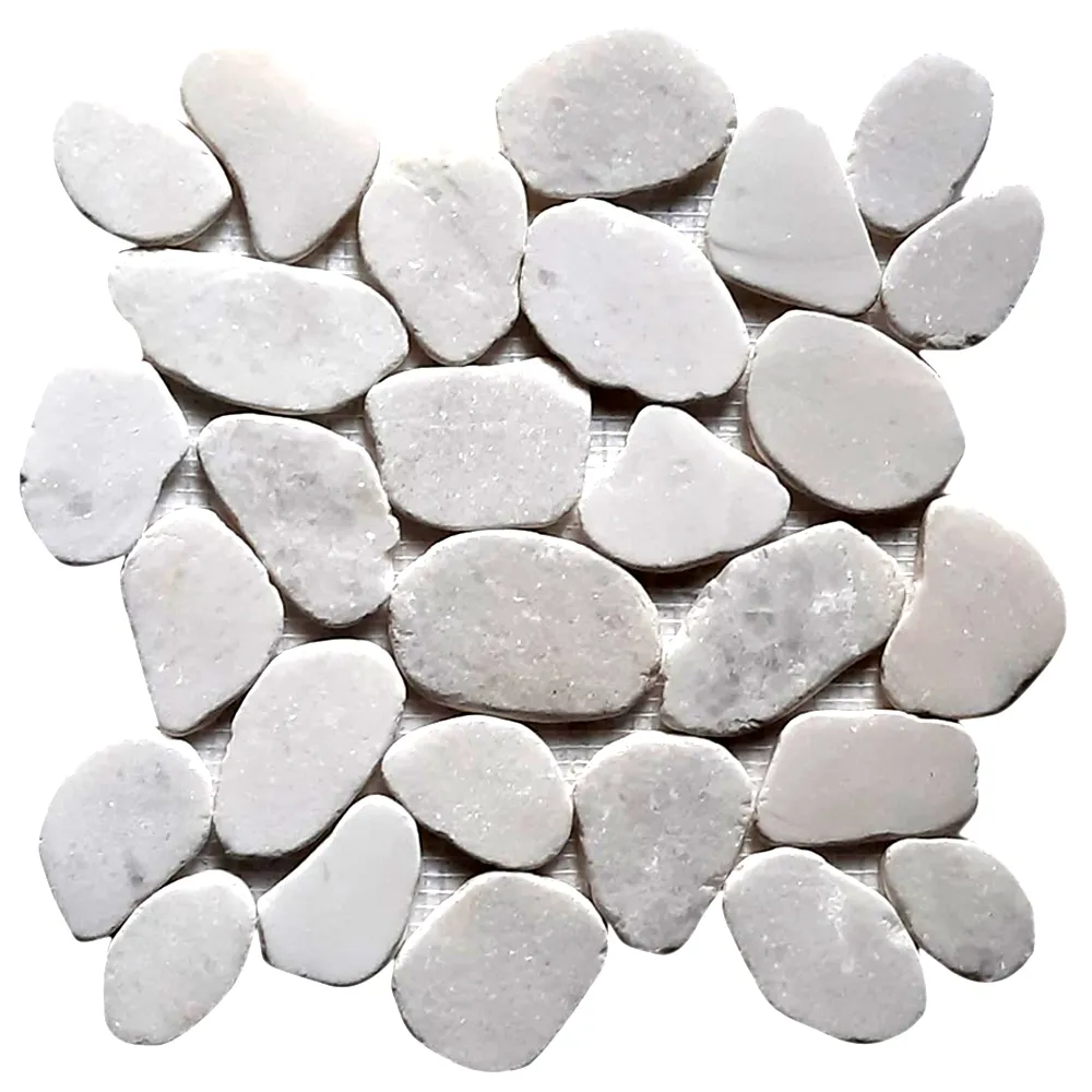 Milky White Xl Sliced Jumbo Pebble Tile- Pebble Tile Shop