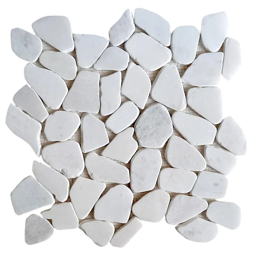 Milky White Pebble Stone Mosaic Tile- Pebble Tile Shop