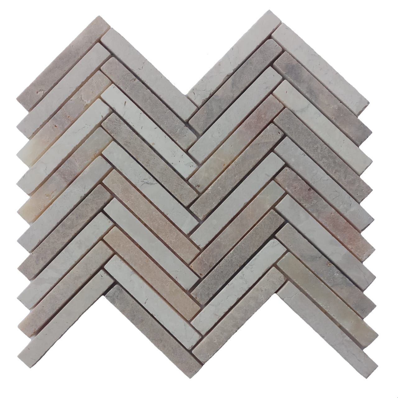 Mixed White And Onyx And Sunset Small Chevron Mosaic Tile- Pebble Tile Shop