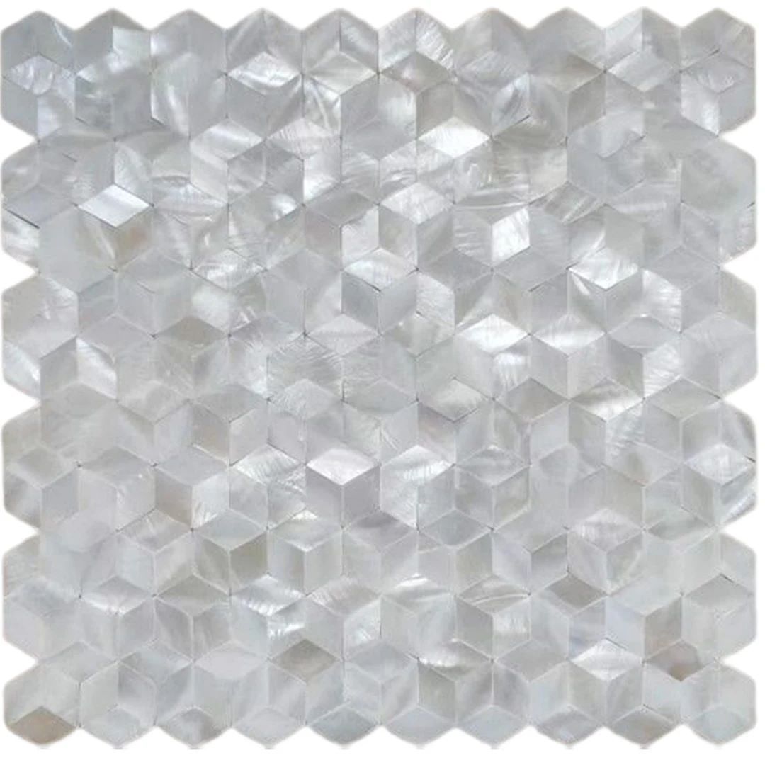 Rhombus Groutless Pearl Shell Tile- Pebble Tile Shop