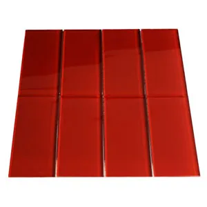 Red Glass Subway Tile- Pebble Tile Shop