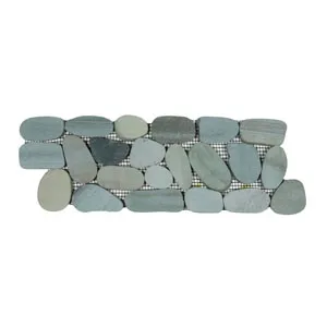 Sliced Sea Green Pebble Tile Border- Pebble Tile Shop