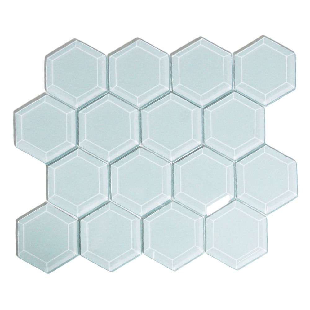 Vapor Hexagon Beveled Glass Tile- Pebble Tile Shop